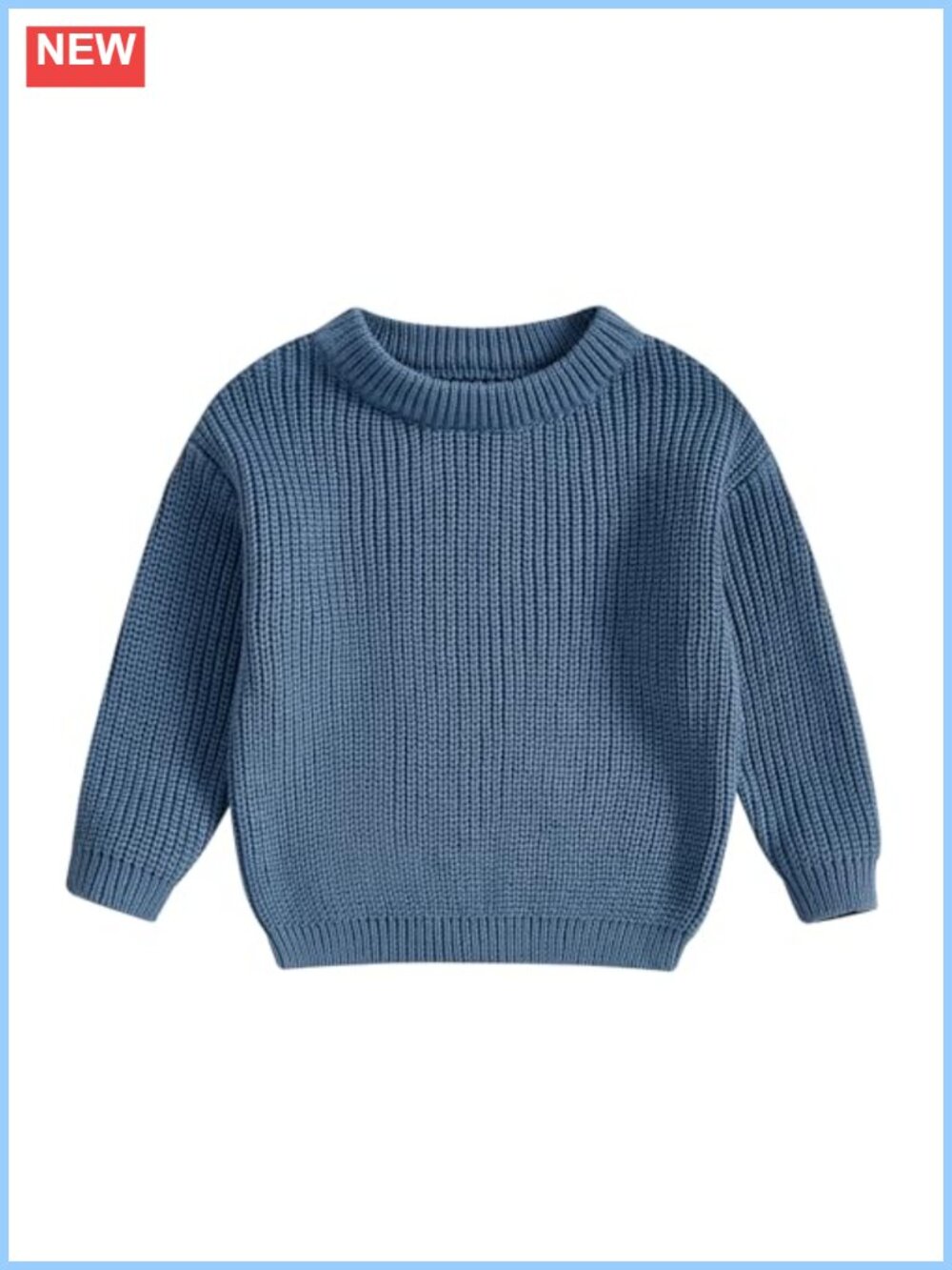 Kids Oversized Knit Sweater, 100% Acrylic, Long Sleeve Crew Neck Pullover